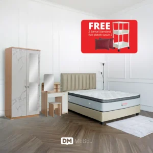 newlywed dream-Bundling SPRINGBED LUNARA PLUSHTOP 160 + Armando 160 + LEMARI PARTIKEL P2 CAPELLA WD 221 ASTROBOX + MEJA RIAS SECHA DS80 PRO OAK-WHITE_Free Items_web